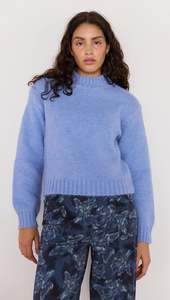 MINK PINK AVERY FLUFFY SWEATER CORN BLUE