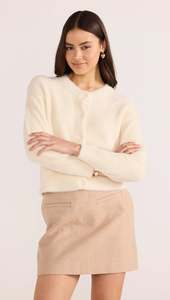 MINK PINK ROWAN FLUFFY CARDIGAN IVORY