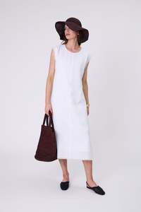 Marlow: MARLOW COSTA LINEN DRESS WHITE