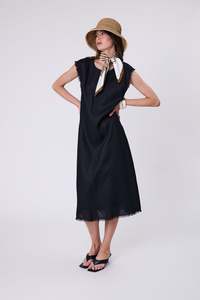 MARLOW COSTA LINEN DRESS BLACK