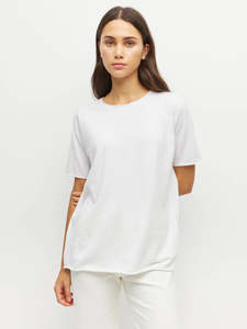 JHL BY JULIETTE HOGAN CREW CASHMERE TEE WHITE