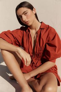 Rowie The Label: ROWIE EDEN ORGANIC MINI DRESS BURGUNDY