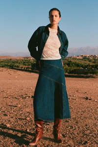 Rowie The Label: ROWIE THEA DENIM MIDI SKIRT