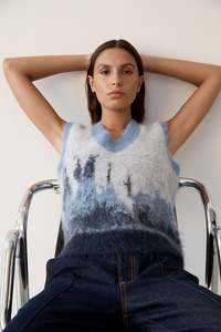 Mos The Label: MOS THE LABEL COLETTE KNIT VEST MIDNIGHT BLUE