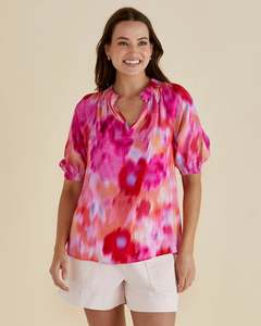 Betty Basics: BETTY BASICS JOANNE BLOUSE FLORAL ABSTRACT
