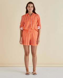 Betty Basics: BETTY BASICS MALTA SHORT PEACH STRIPE