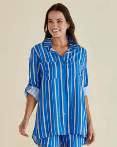 BETTY BASICS MILLS SHIRT BLUE STRIPE