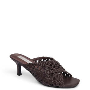 KATHRYN WILSON LILA WOVEN HEEL CHOCOLATE CALF