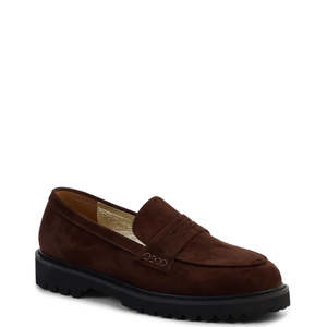 Flats: KATHRYN WILSON NOVA LOAFER CHOCOLATE SUEDE