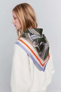 KAREN WALKER CAROUSEL CLASSIC SILK SCARF OLIVE MULTI