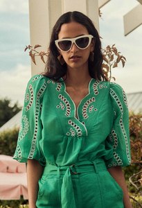 Once Was: ONCE WAS MORGAN BLOUSE BAY GREEN