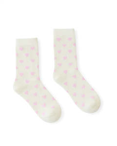 Kathryn Wilson: KATHRYN WILSON HEART SOCKS CREAM/PINK