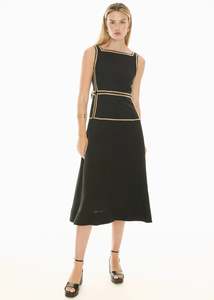 Pol: POL MARLIN RAFFIA TRIM DRESS BLACK