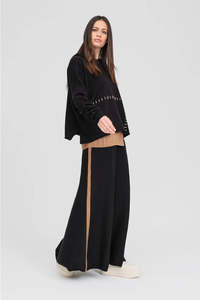 Skirts: TAYLOR COMPLACENT SKIRT BLACK/TOFFEE