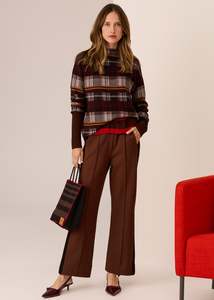 Tops: Coming soon POL QUINN CHECK KNIT INK/CHOC MULTI