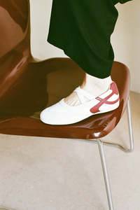 Footwear: COMMONPLACE SPORTY BALLET IVORY/BURGUNDY