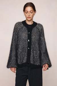 Marle: MARLE JASPER CARDIGAN BLACK/GREIGE