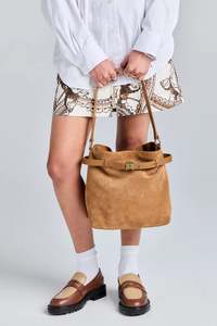 KAREN WALKER RIDER BUCKET BAG TAN