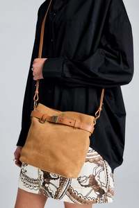 KAREN WALKER RIDER MINI BUCKET BAG TAN