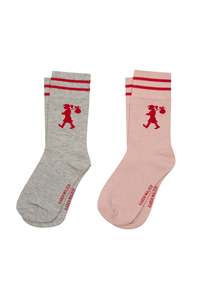 KAREN WALKER RUNAWAY GIRL SOCKS GREY/BLUSH/RED