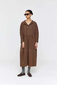 RICOCHET ZIZOU DRESS BROWN + CREAM STITCH