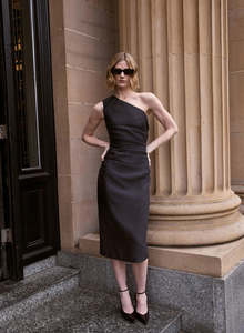 ESMAEE AFFINITY ONE SHOULDER MIDI DRESS