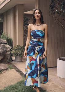 Dresses Jumpsuits: MOS THE LABEL CELESTIA PRINT STRAPLESS DRESS