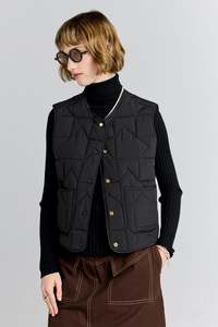 Jackets Coats: KAREN WALKER QUILTED DRIFT VEST BLACK