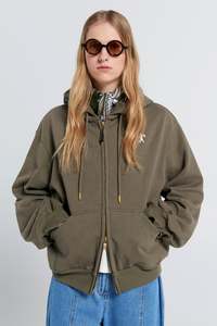 Jackets Coats: KAREN WALKER RUNAWAY GIRL CROPPED OVERSIZED HOODIE HUNTER GREEN