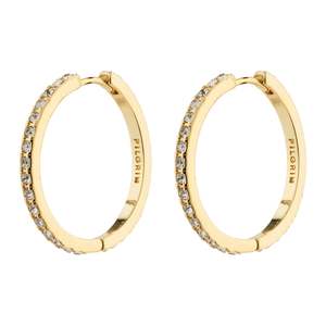 Jewellery 1: PILGRIM GOLD EBNA MAXI CRYSTAL HOOP EARRINGS