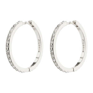 PILGRIM SILVER EBNA MAXI CRYSTAL HOOP EARRINGS