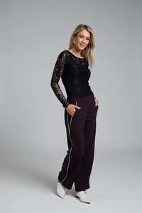 NES DOUBLE PIPED GIN PANTS BURGUNDY