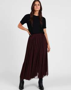STORM MESH GODET SKIRT RAISIN