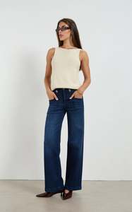 DRICOPER SHERRY LONG WIDE STRAIGHT LEG JEAN INDIGO BLUE