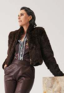 Once Was: ONCE WAS DAWN FAUX FUR CROPPED JACKET