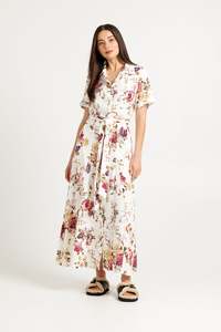 TUESDAY GODET SHIRT DRESS VINTAGE FLORAL