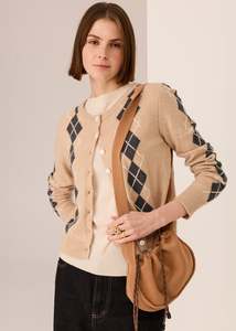 POL LOREN ARGYLE CARDIGAN