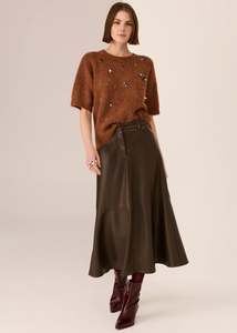 Pol: POL HAVILAND BEADED KNIT TEE TOFFEE