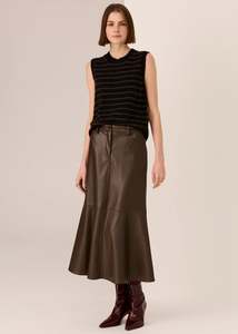 POL CARMEL STRIPED VEST BLACK/CHOC