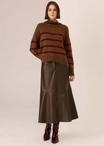 Pol: POL ASTOR STRIPE KNIT TOFFEE/WINE