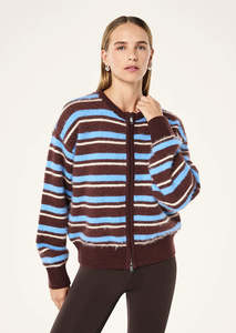 Jackets Coats: P.E NATION SABLE STRIPE KNIT BOMBER