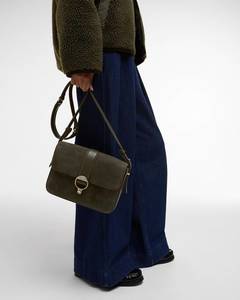 Handbags: BARBOUR ROSA SUEDE & LEATHER CROSSBODY BAG OLIVE
