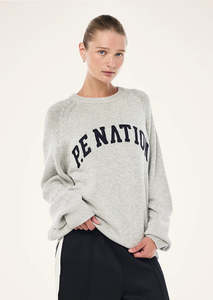 Knitwear: P.E NATION LEGACY KNIT CREW SNOW MARLE/CAVIAR