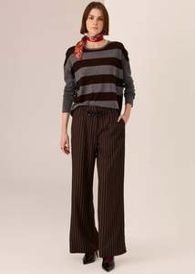 Bottoms: POL DARA BELTED PANT CHOC/BLACK