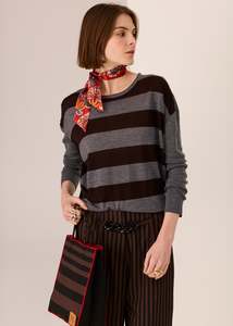 POL MEIRA STRIPE KNIT CHARCOAL/CHOC