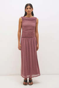 MØN RENN SONATA SPOT GATHERED DRESS ROSWEOOD/BLACK