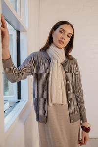 Tops: MARLOW COLLAGE KNIT CARDIGAN JAVA STRIPE