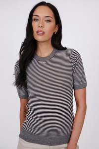 MARLOW COLLAGE KNIT TEE JAVA STRIPE