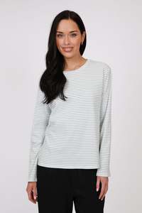MARLOW UNO RIB LONGSLEEVE TEE CORNFLOWER STRIPE