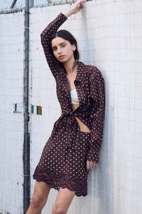 ROWIE MARINA SILK MINI SKIRT CACAO SPOT